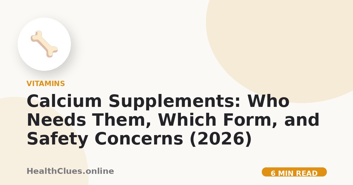 Calcium Supplements: Who Needs Them, Which Form, and Safety Concerns (2026)