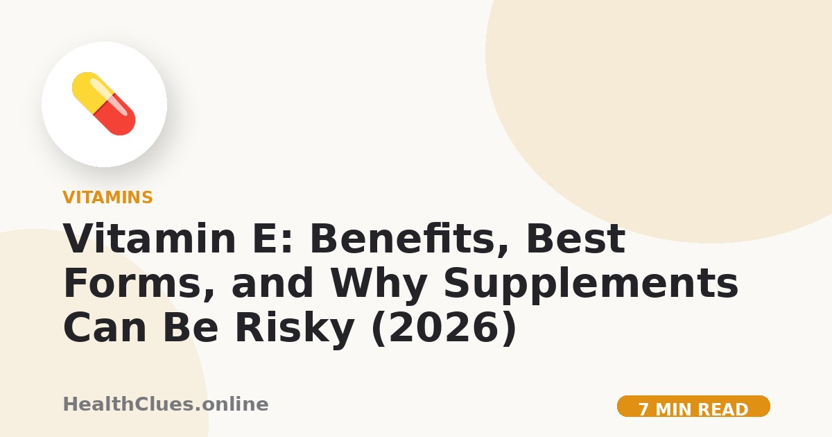 Vitamin E: Benefits, Best Forms, and Why Supplements Can Be Risky (2026)