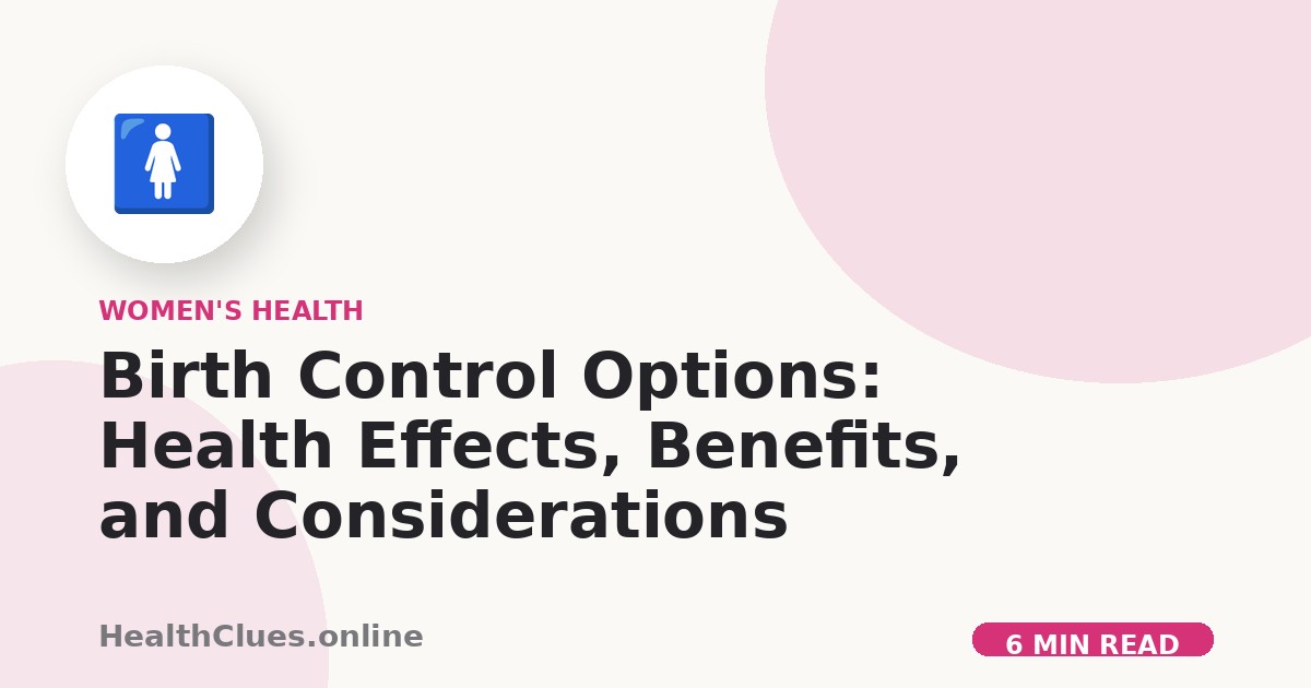 Birth Control Options: Health Effects, Benefits, and Considerations